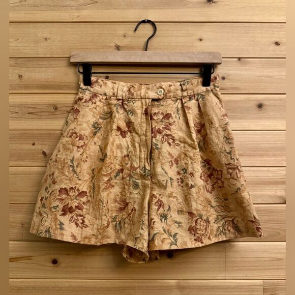 Vintage Lauren Ralph Lauren Size Small High Rise Linen Floral Print Short - Picture 1 of 9